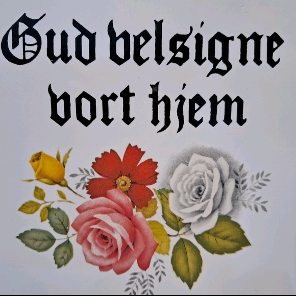 Floral Decorative Tile with Danish Text - Picture 2 of 4